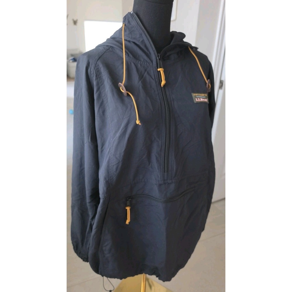 L.L.Bean Women 1X Navy Pullover Anorak Hooded Windbreaker Rain Jacket Preppy 1X